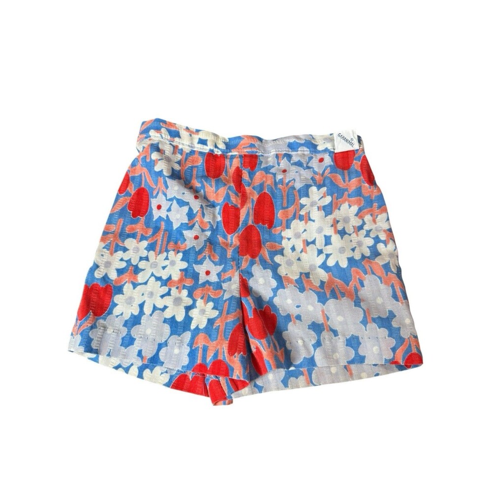 Vintage Girls Garanimals Retro Floral Mod Shorts Size 4 4T Linen Elastic